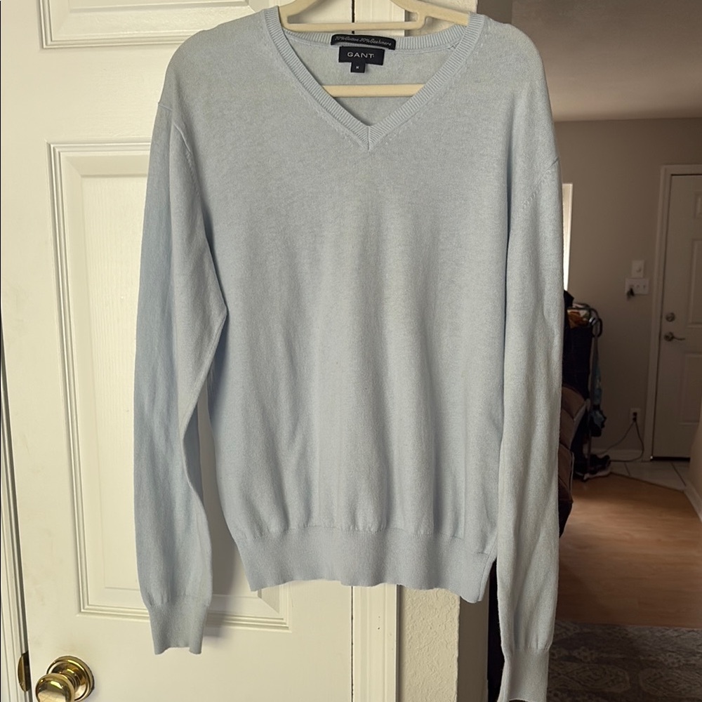 Gant Blue V-Neck Sweater Soft Knit Classic